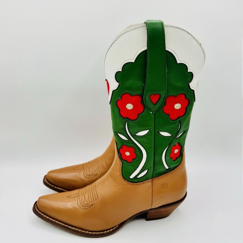 Dingo Coming Up Roses Boots Women's Size 6.5 Camel Leather - Picture 10 of 16